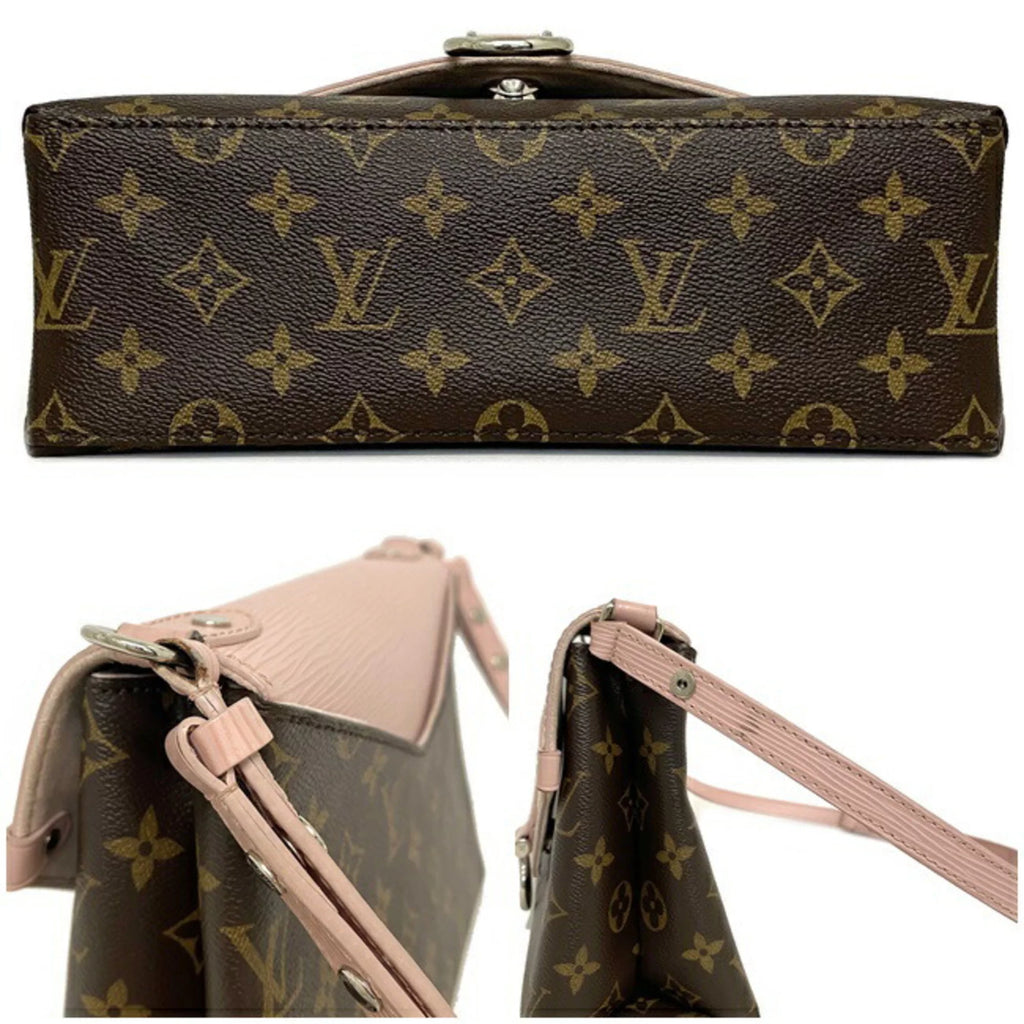 Pink Brown Monogram Leather Handbag W2171