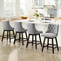 Grey 26” Upholstered Bar Stools Set of 4 with Wood Legs Z188