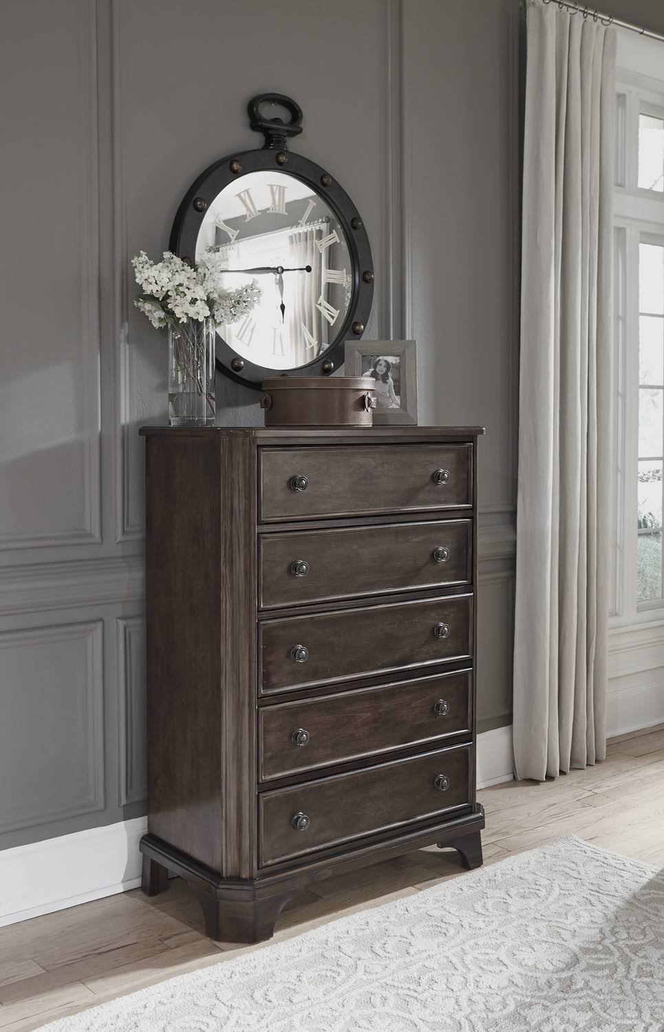 Brown Five Drawer Chest D784385