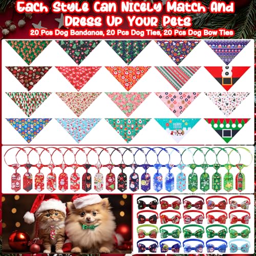 60 Pieces Christmas Dog Bandanas R355323