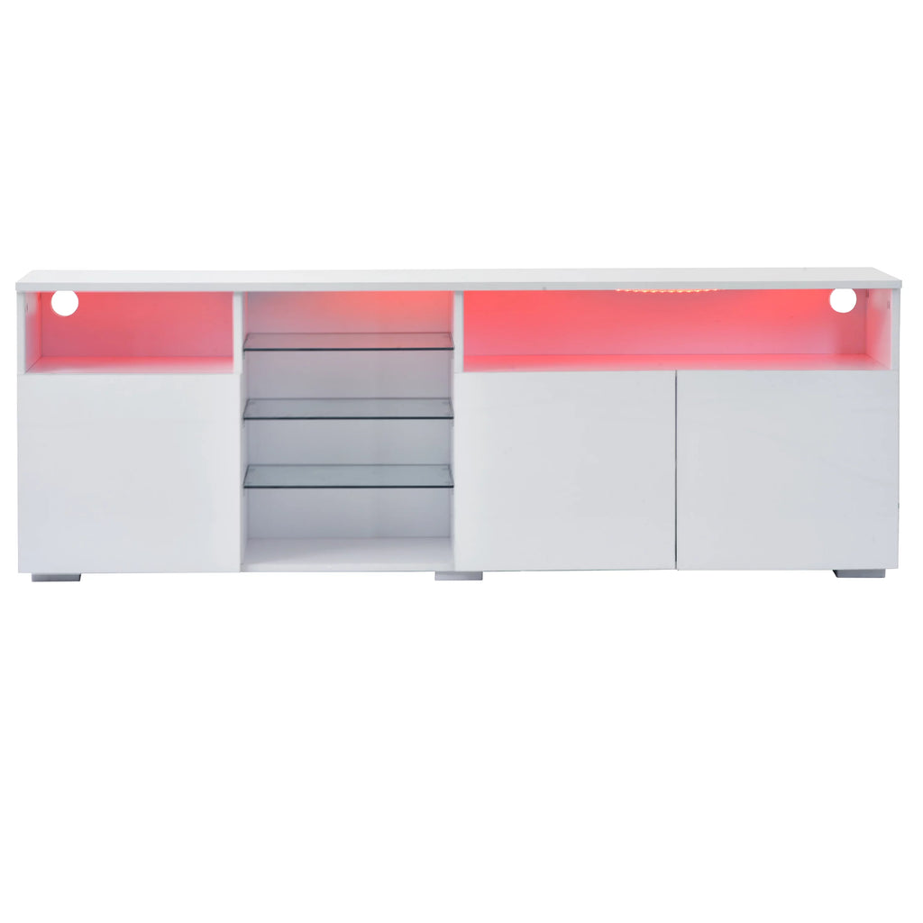White High Gloss TV Cabinet with LED Lights M244