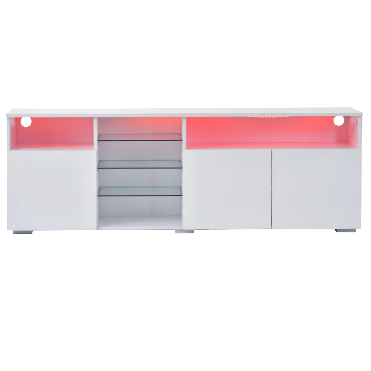 White High Gloss TV Cabinet with LED Lights M244