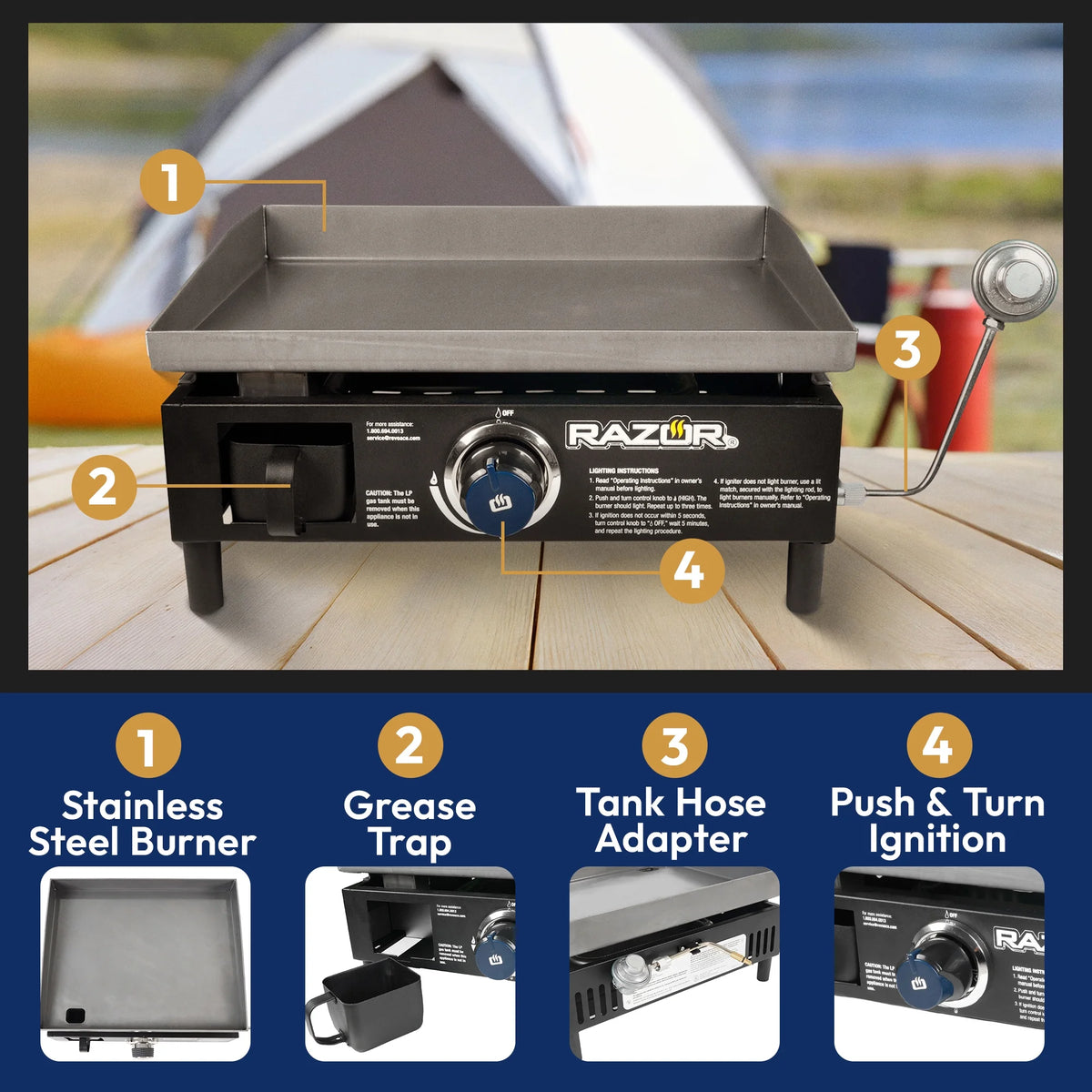 Portable 1 Burner LP Propane Gas Grill R1914