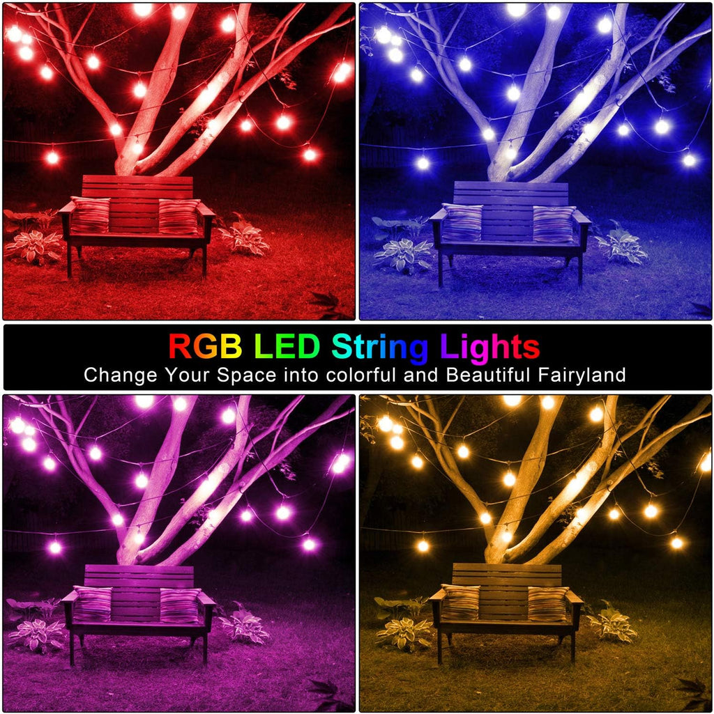 48FT RGB Cafe String Lights with 18 Shatterproof Edison Bulbs K834321