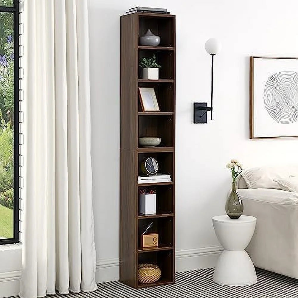 8-Tier 70.9 Inch Tall Narrow Bookshelf with Adjustable Shelves S598