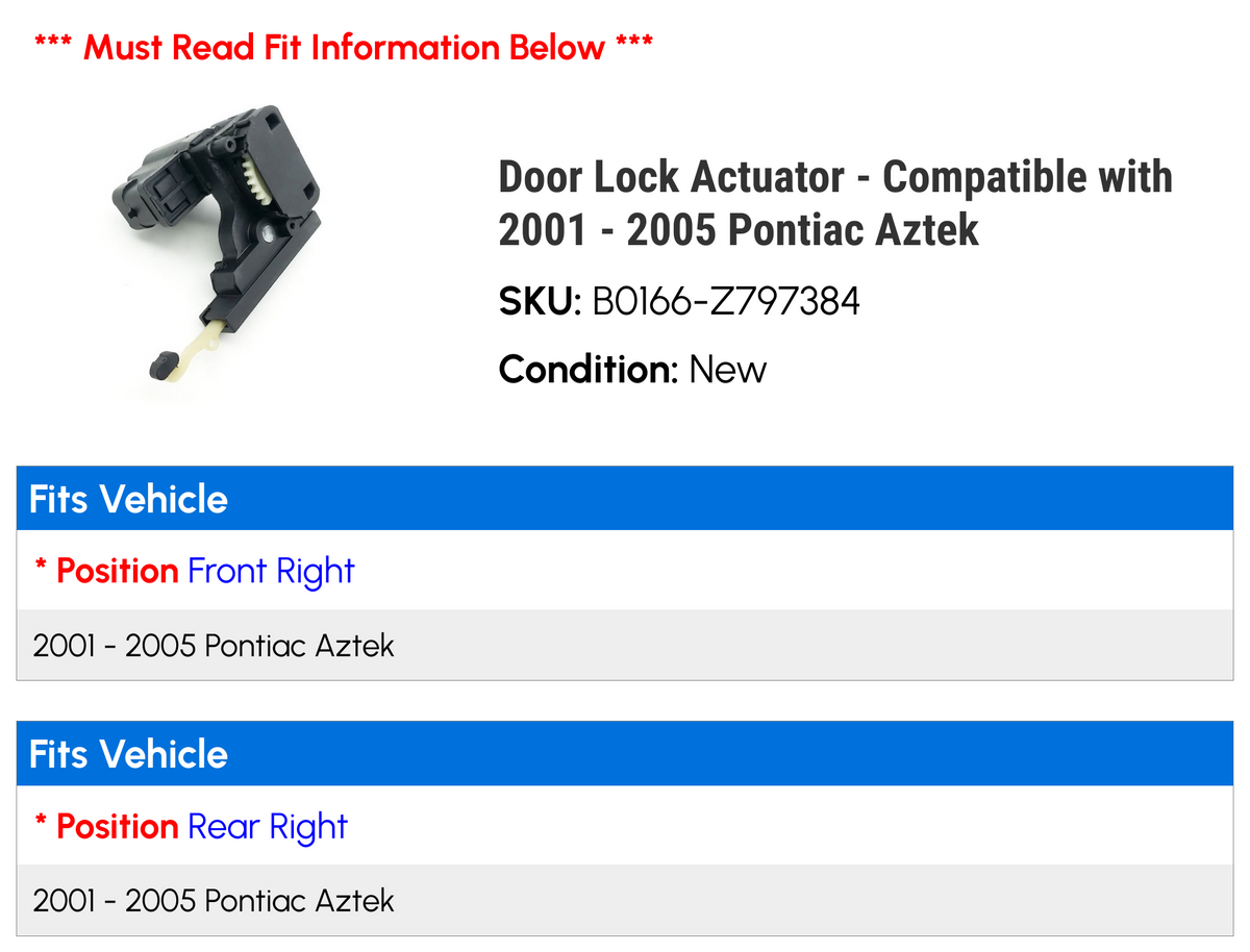 Door Lock Actuator for 2001-2005 Pontiac Aztek L72458