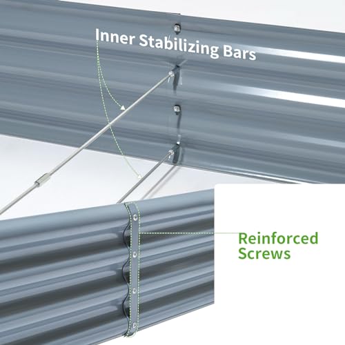 2 Pack 8×4×1ft Galvanized Metal Raised Garden Bed O294954