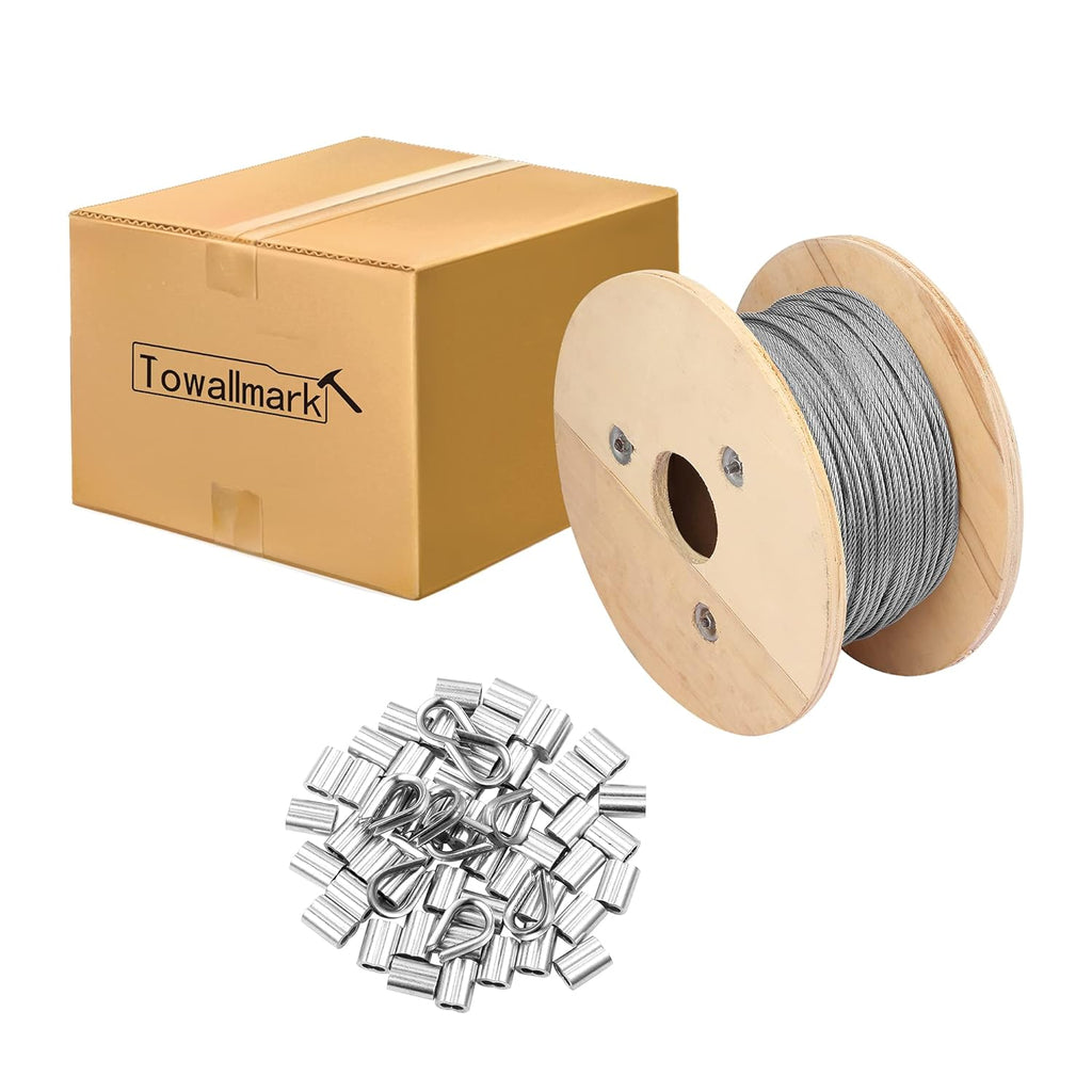 1/8 Stainless Steel Cable Wire Rope, 400FT T316 7x7 Strand Core H18920