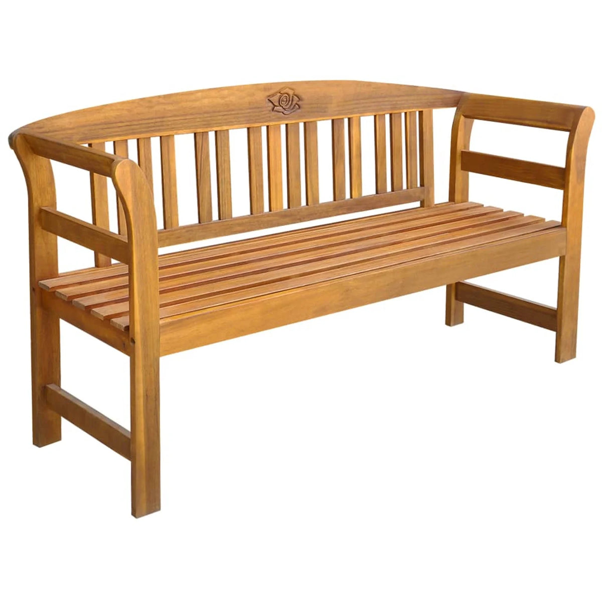 Beige Cushion Acacia Wood Garden Bench R90366
