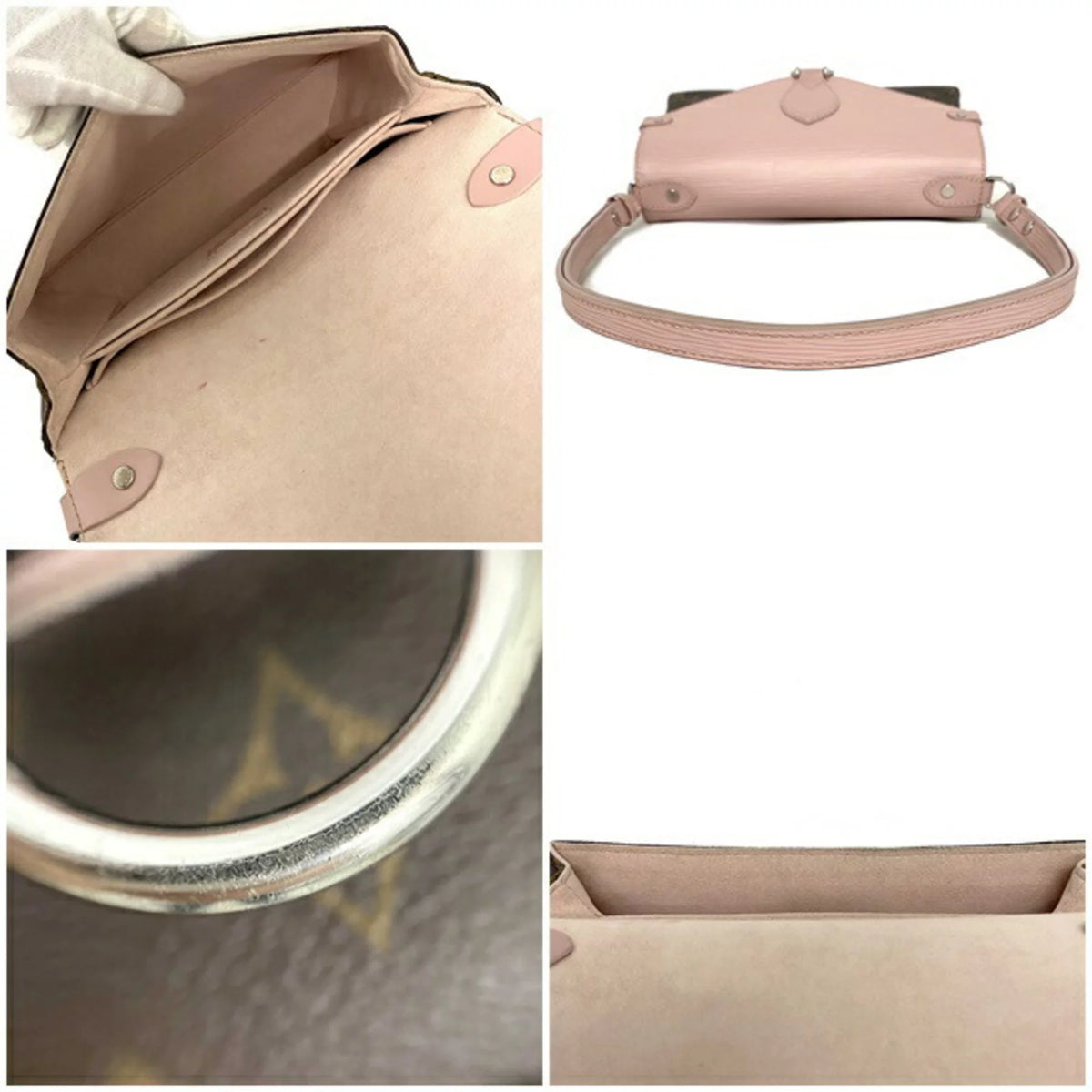 Pink Brown Monogram Leather Handbag W2171