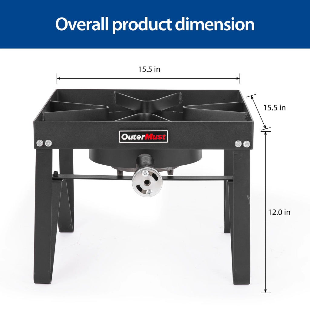 Outdoor Propane Burner Stove with 10 PSI Regulator and Cast Iron Braided Holes K107769