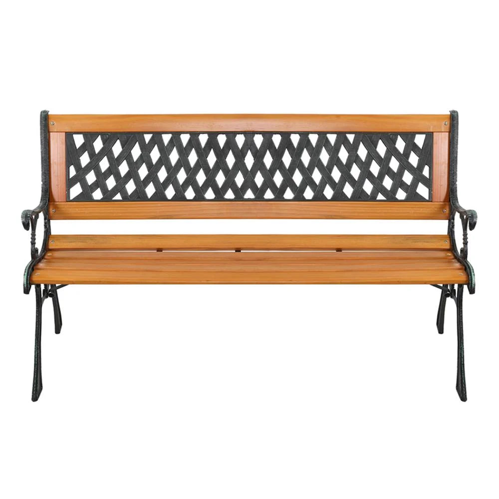 49" Rust Resistant Hardwood Cast Iron Park Bench R272166