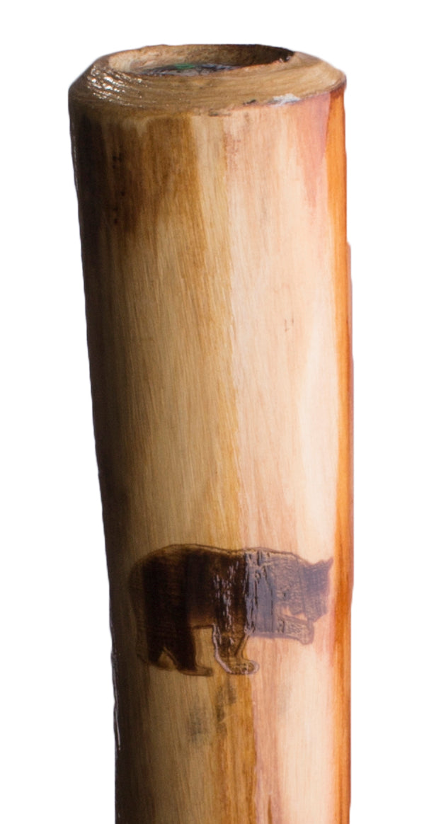 Wooden Walking Stick with Compass and Pouch K7352