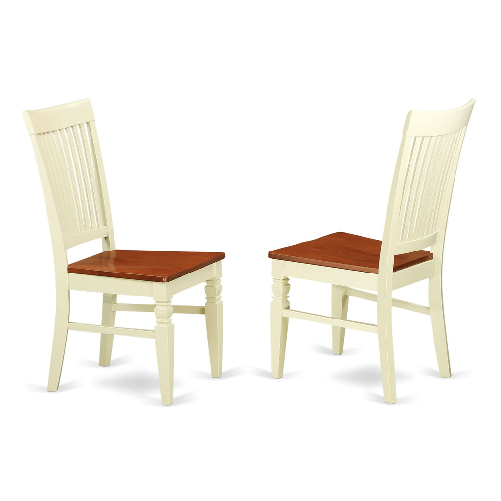 Black Wood Seat Chair with Slatted Back - Set of 2 V285