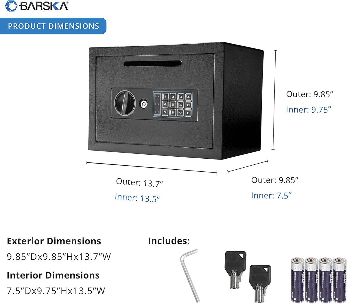 Compact 0.57 Cubic Ft Digital Keypad Security Depository Drop Safe J49835