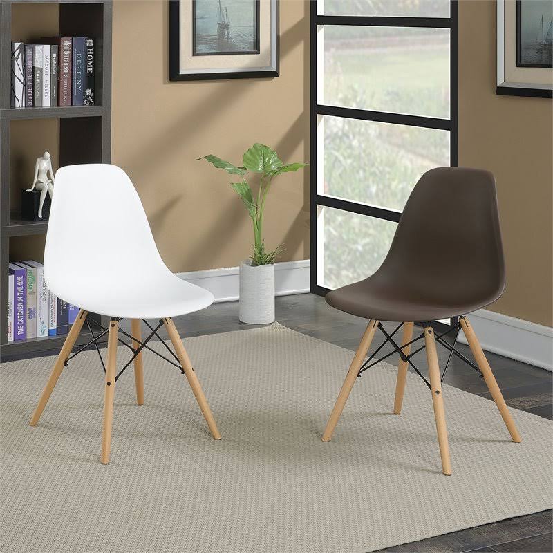 White Plastic Dining Side Chair (Set of 2) U77645