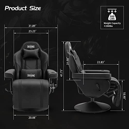 Black White X Large PU Leather Gaming Recliner Chair V358