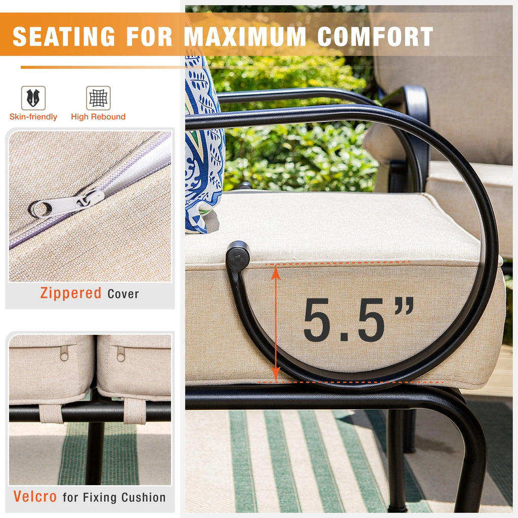 Beige Metal Patio Furniture Set V11285