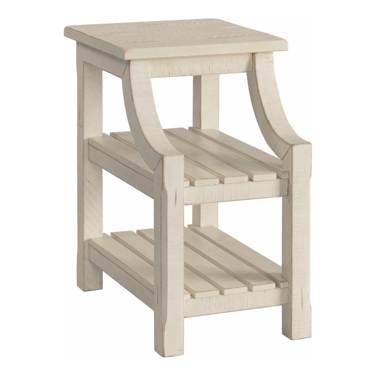 Antique White Solid Wood Chairside Table with Power Q154