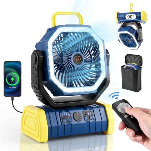 30000mAh Rechargeable Oscillating Camping Fan with LED Lantern A654475