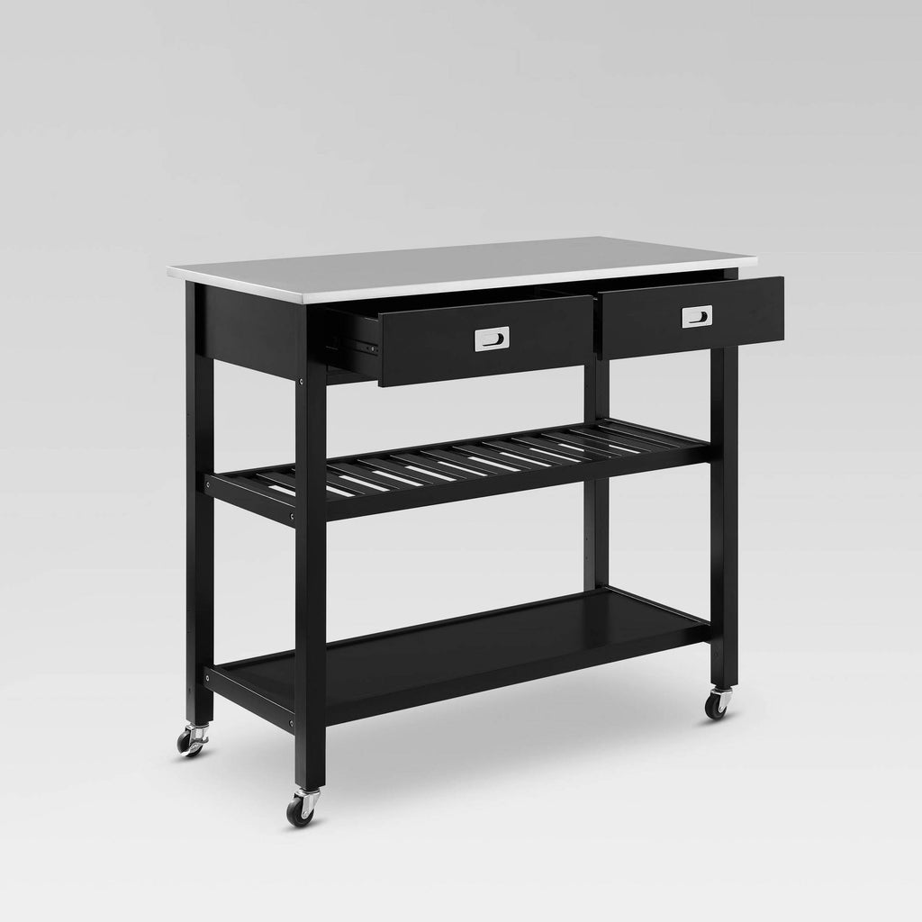 Black Stainless Steel Top Kitchen Island Cart F110