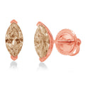 1.0 ct Marquise Cut Solitaire Studs VVS1 Brown Champagne Simulated Diamond Solid 18K Rose Gold Earrings H48872