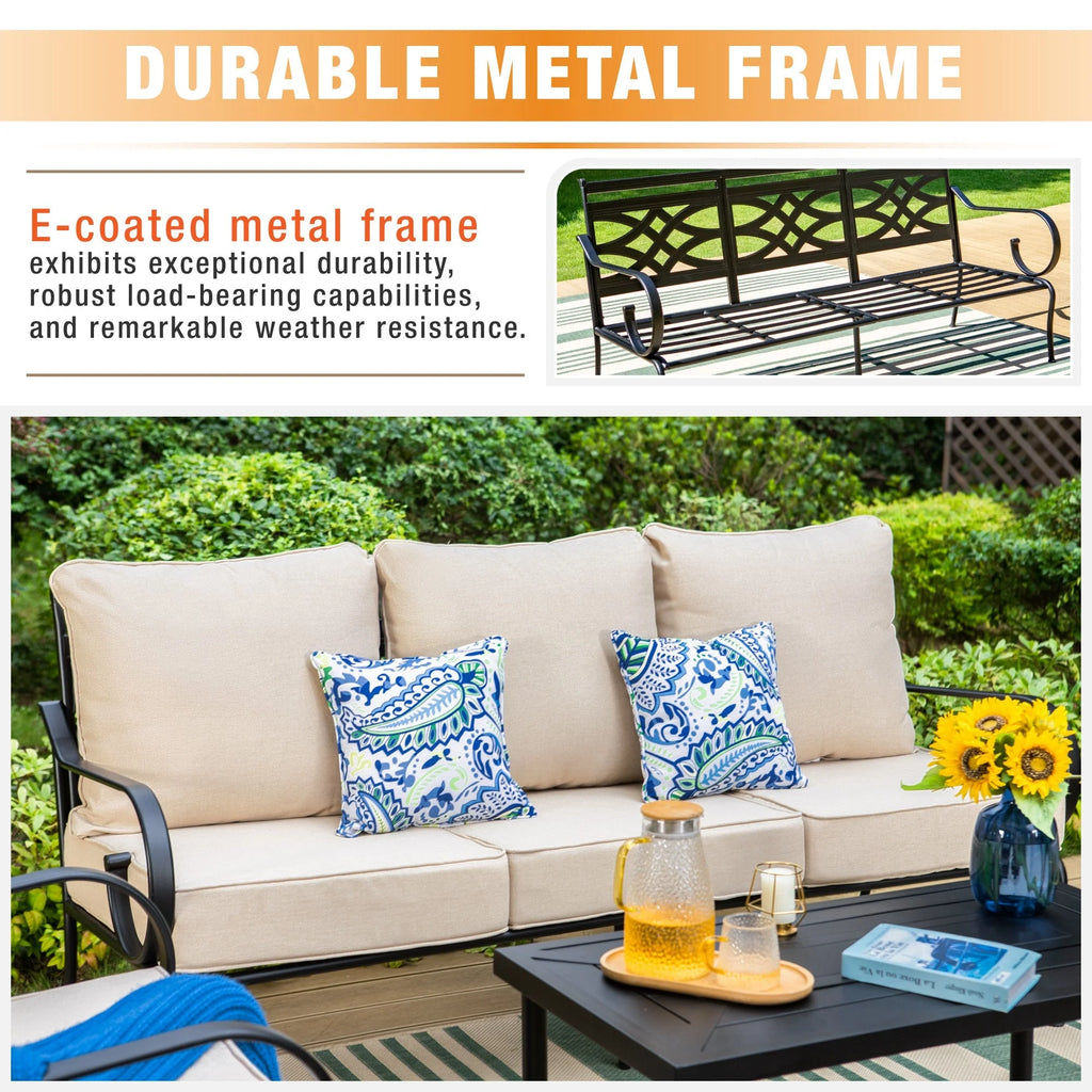 Beige Metal Patio Furniture Set V11285