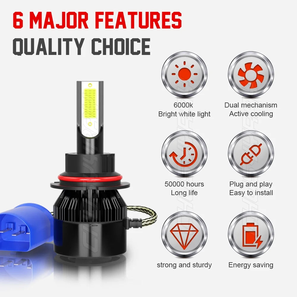 4PC LED Headlight Hi Lo Fog Light 6000K Bulbs A13034