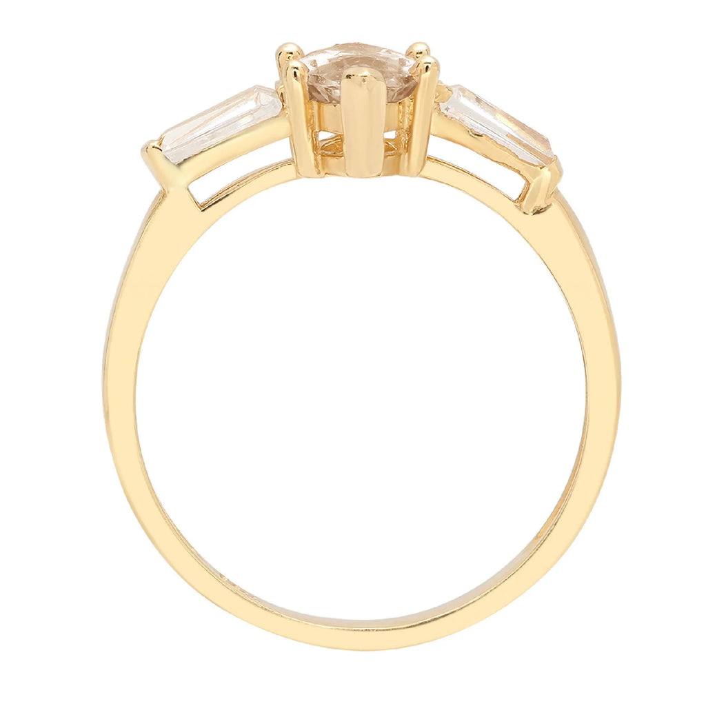 2.0ct Marquise Cut Champagne Simulated Diamond 18k Yellow Gold 3 Stone Ring S23584