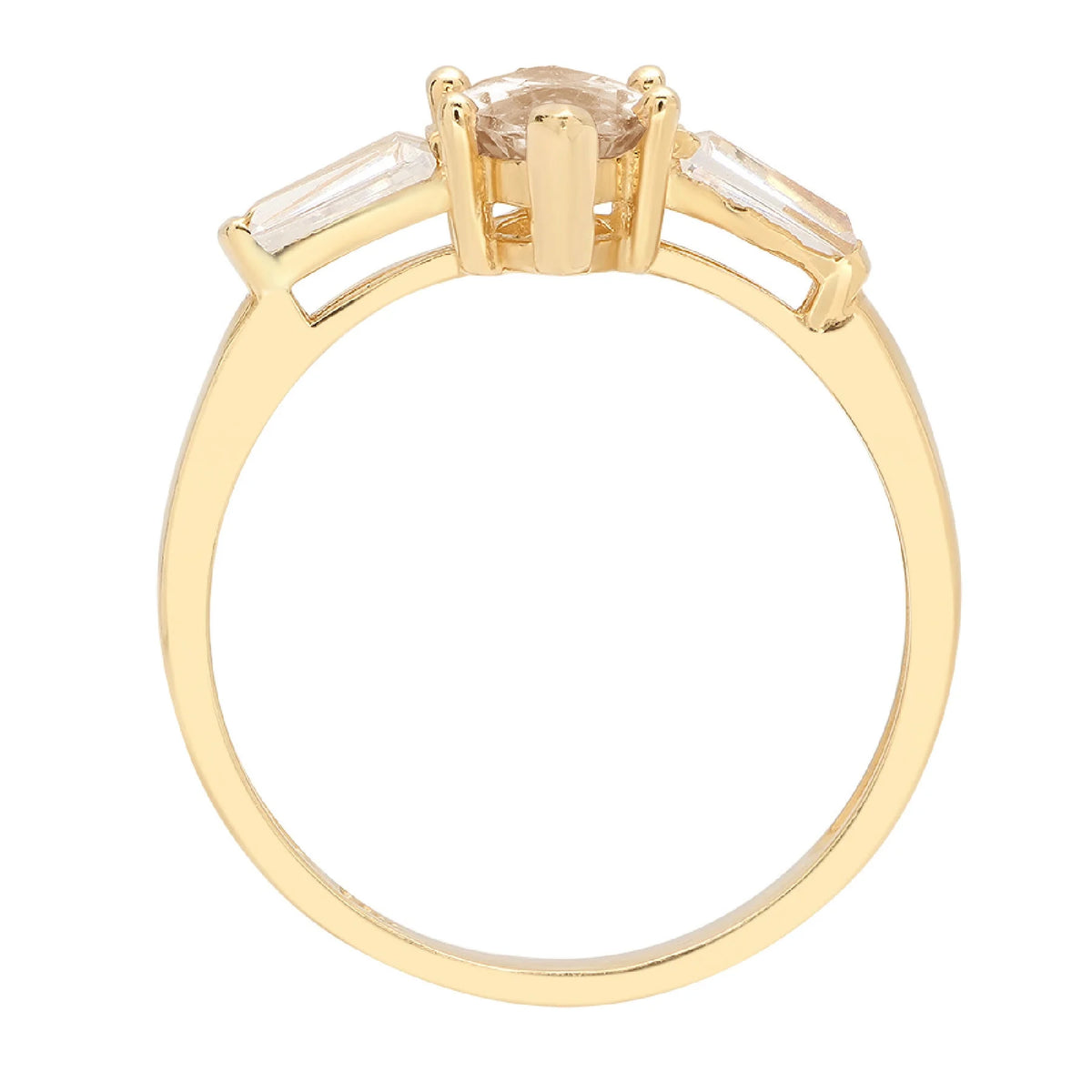 2.0ct Marquise Cut Champagne Simulated Diamond 18k Yellow Gold 3 Stone Ring S23584