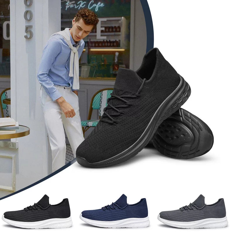 All Black Lightweight Breathable Non Slip Slip On Walking Shoes Q440756