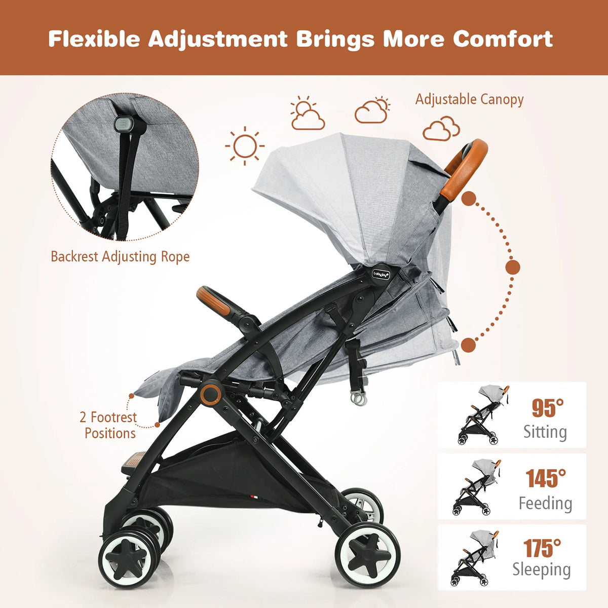 Lightweight Aluminium Baby Stroller with Net Y675