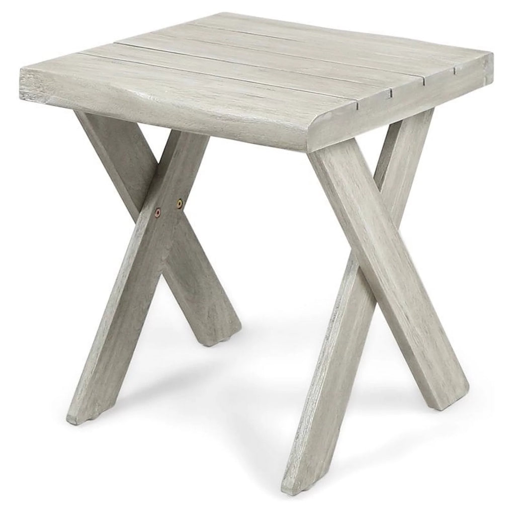 Light Gray Acacia Wood Outdoor Side Table E668