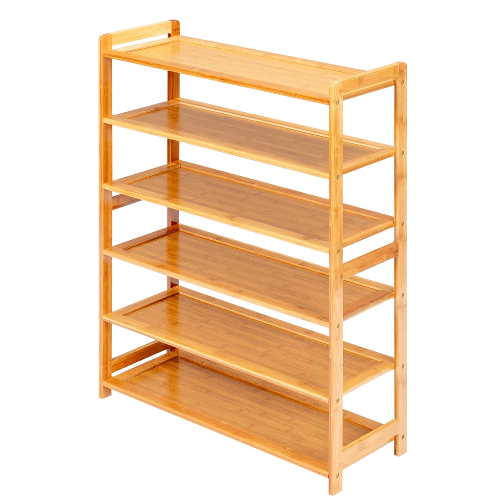 6 Tier Natural Wood Bamboo Shoe Rack L7365