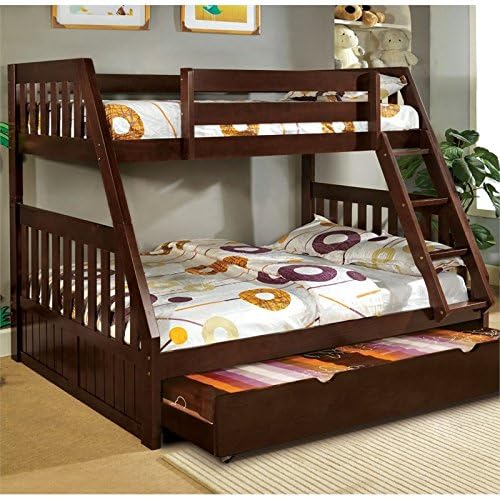 Twin Over Full Bunk Bed in Dark Walnut F9134