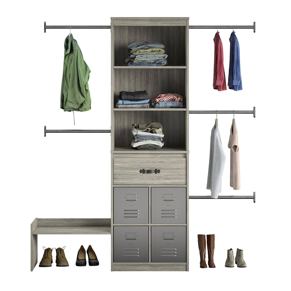 Grey Oak Kids Closet Organizer System Z730319