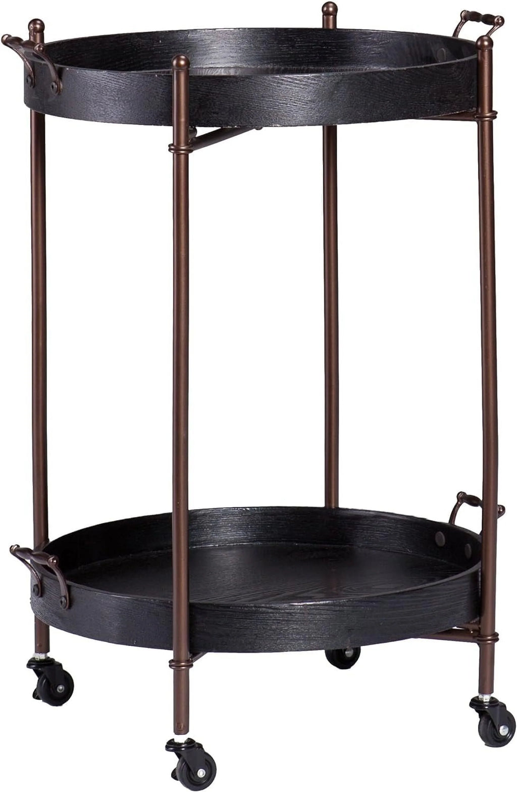 Black Two-Tier Round Butler Table H293