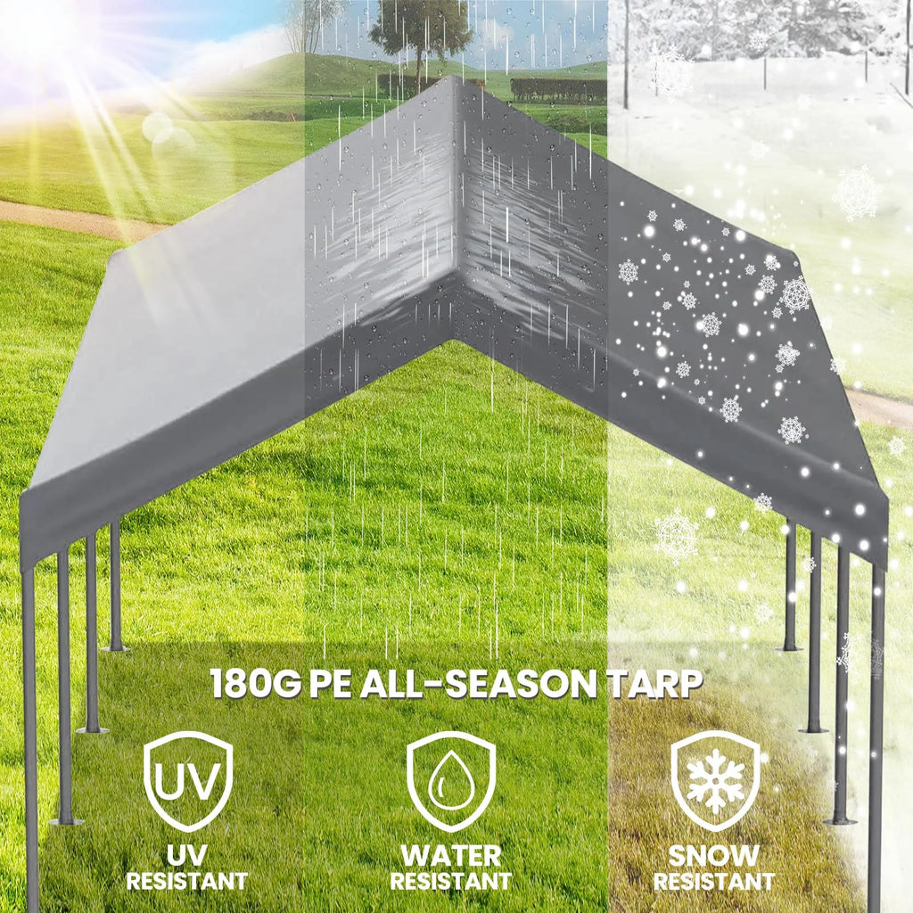 10' x 20' Heavy Duty Portable Carport Gray R5902