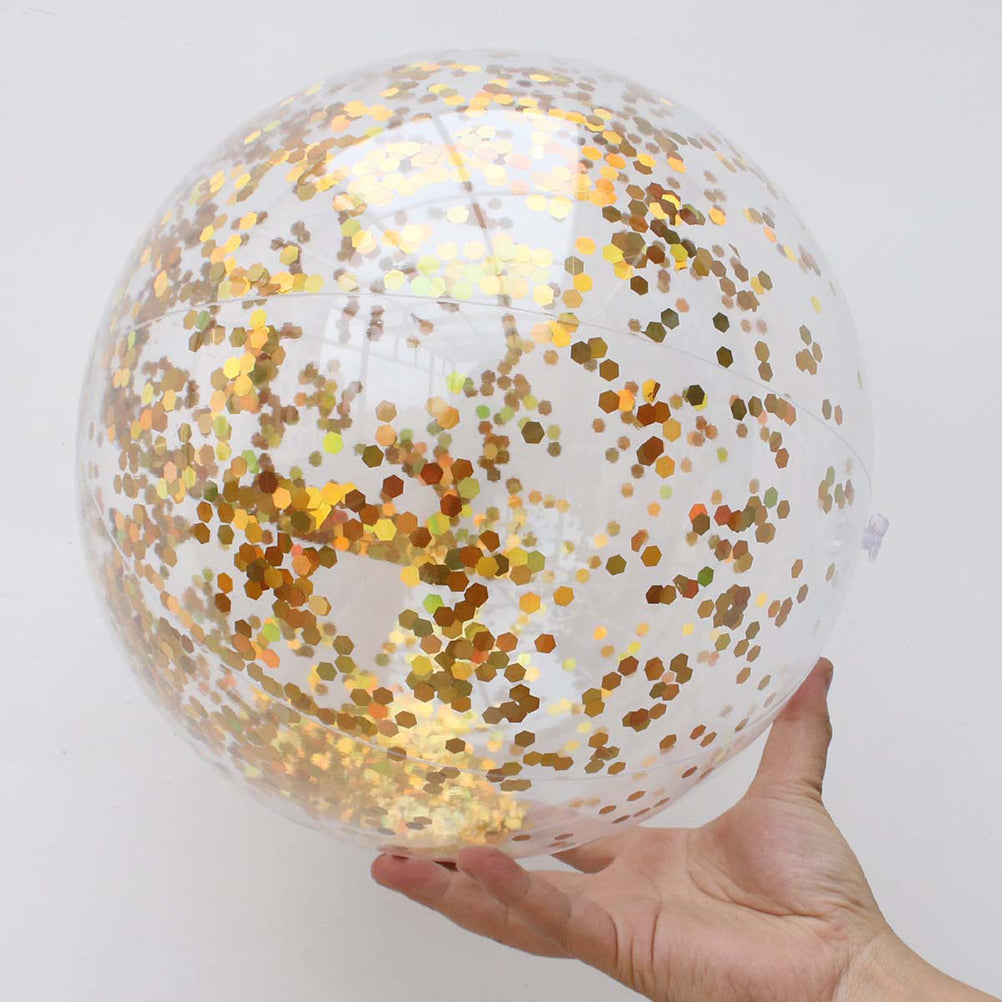 2pcs Glitter Sequin Beach Balls Round Transparent PVC Inflatable Ball Toys with Pumps I154766