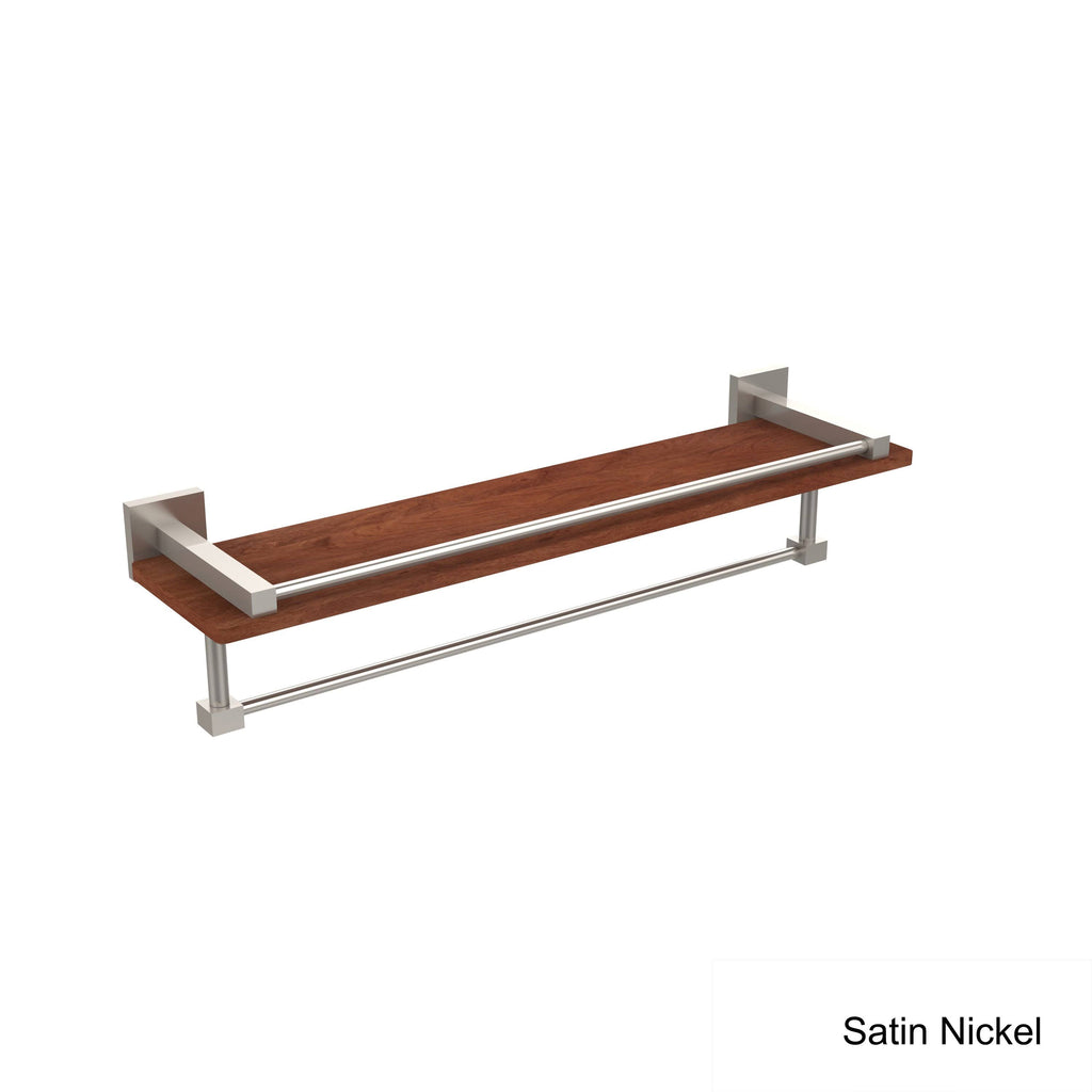 Brushed Bronze Ironwood Shelf with Gallery Rail and Towel Bar X2635