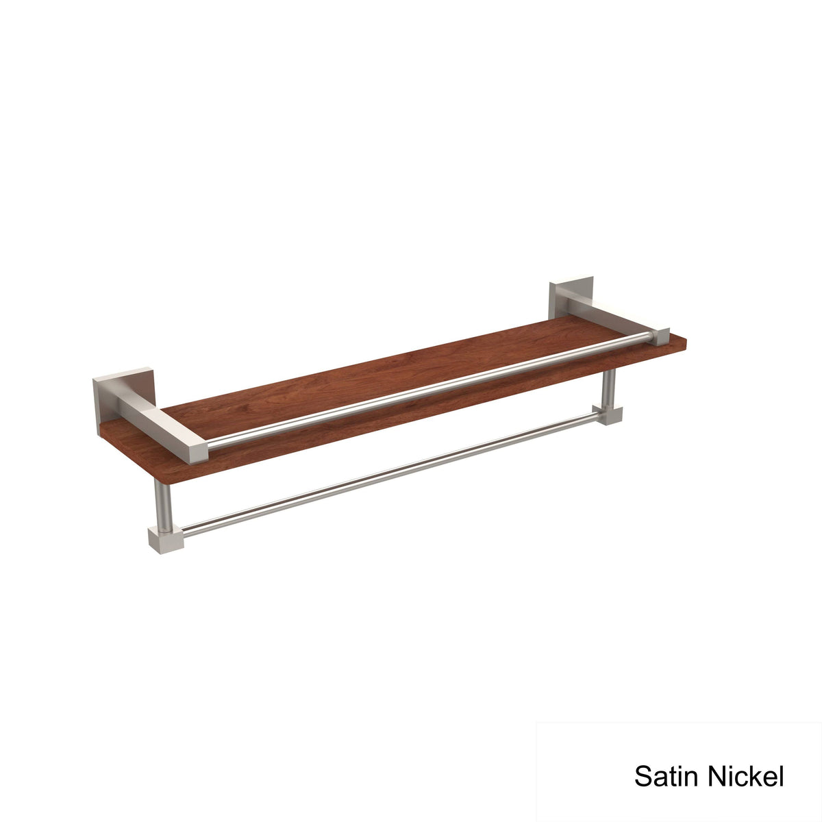 Brushed Bronze Ironwood Shelf with Gallery Rail and Towel Bar X2635