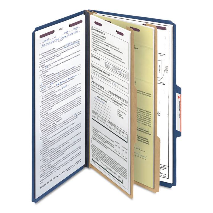 Dark Blue Legal Size Pressboard Classification Folders with Fasteners, 10/Box D8429