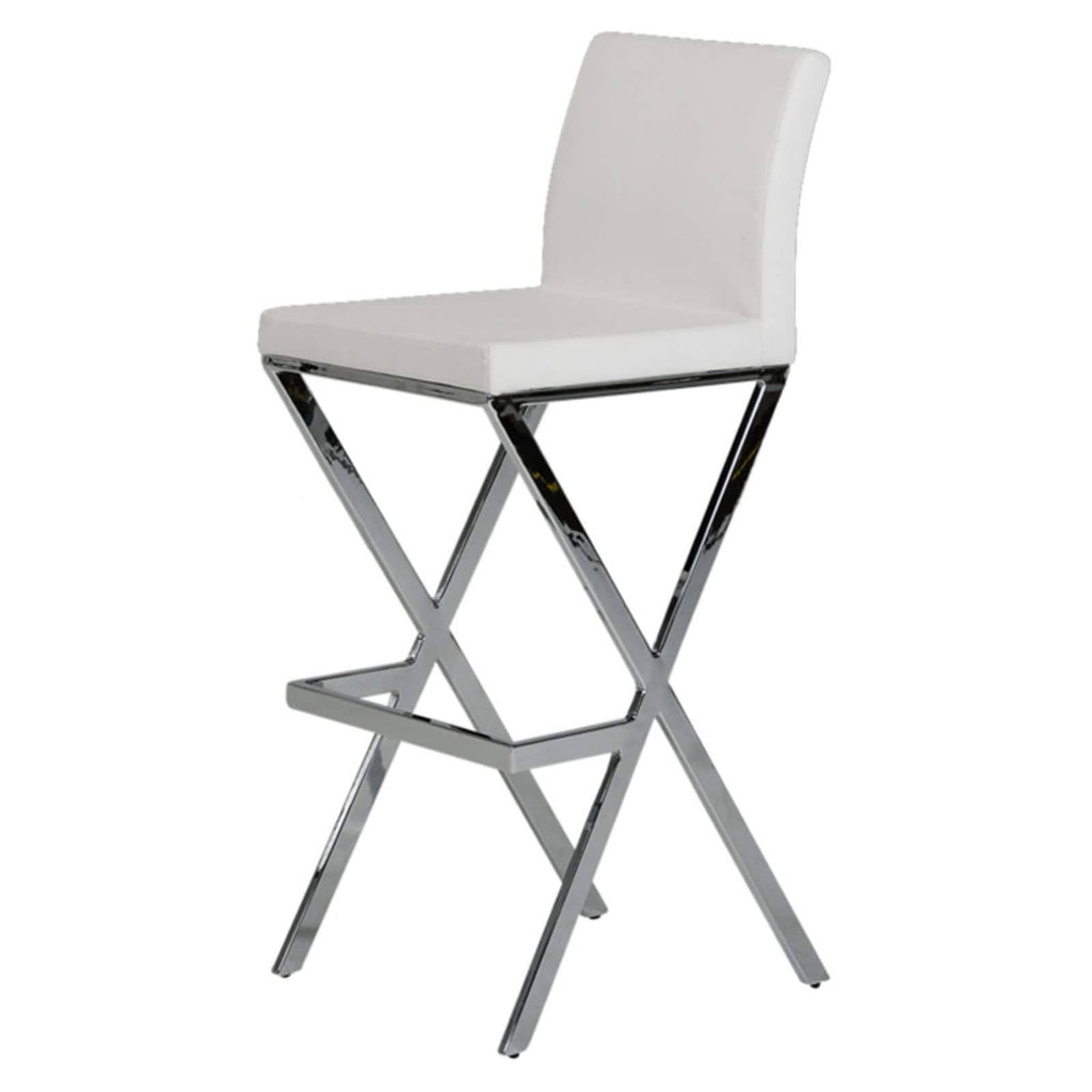White Leatherette Bar Stool Set of 2 W658489