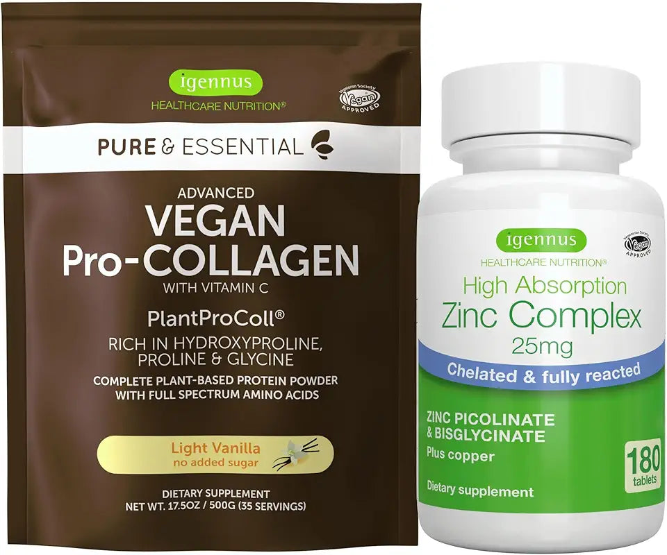 Vegan Vanilla Collagen Protein Powder + Zinc Complex Bundle S50662