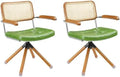 Rattan Faux Leather Office Chair with Wood Legs D781
