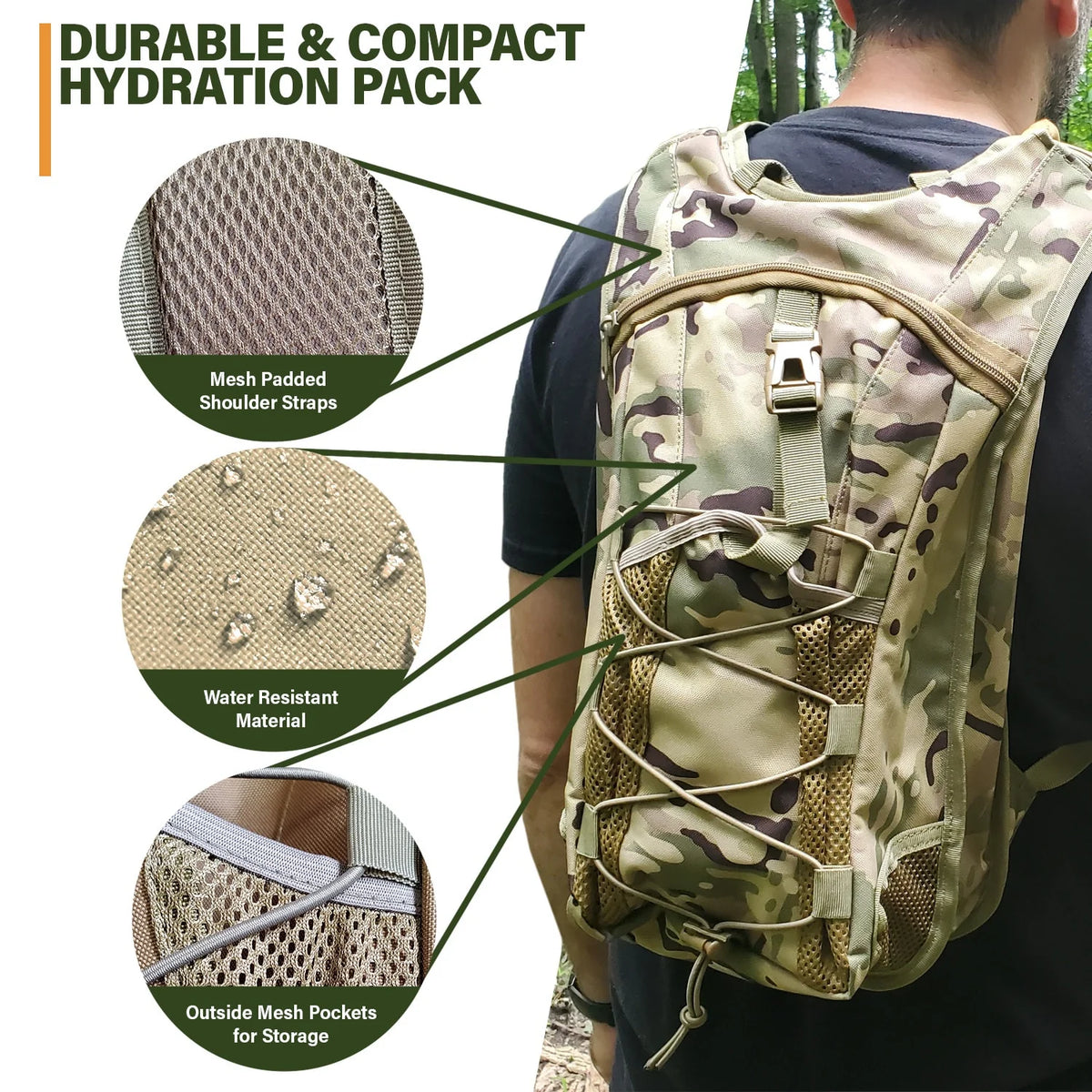 Camo Hydration Pack with 3L Water Bladder Z906140