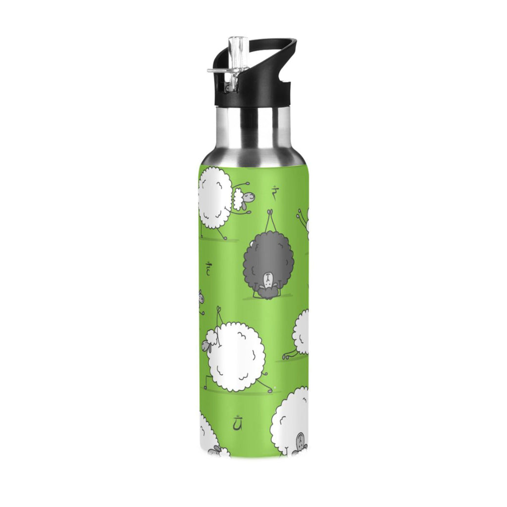 Green Stainless Steel Insulated Water Bottle with Straw Lid U2418