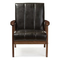Black Faux Leather Wooden Lounge Chair P754363