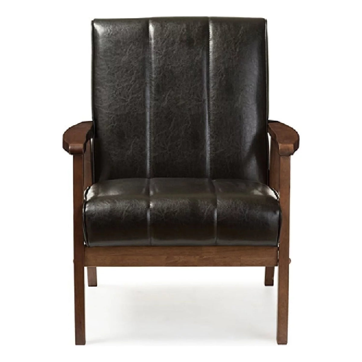 Black Faux Leather Wooden Lounge Chair P754363