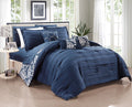 10-Piece Reversible Pinch Pleat Queen Comforter Set B2819
